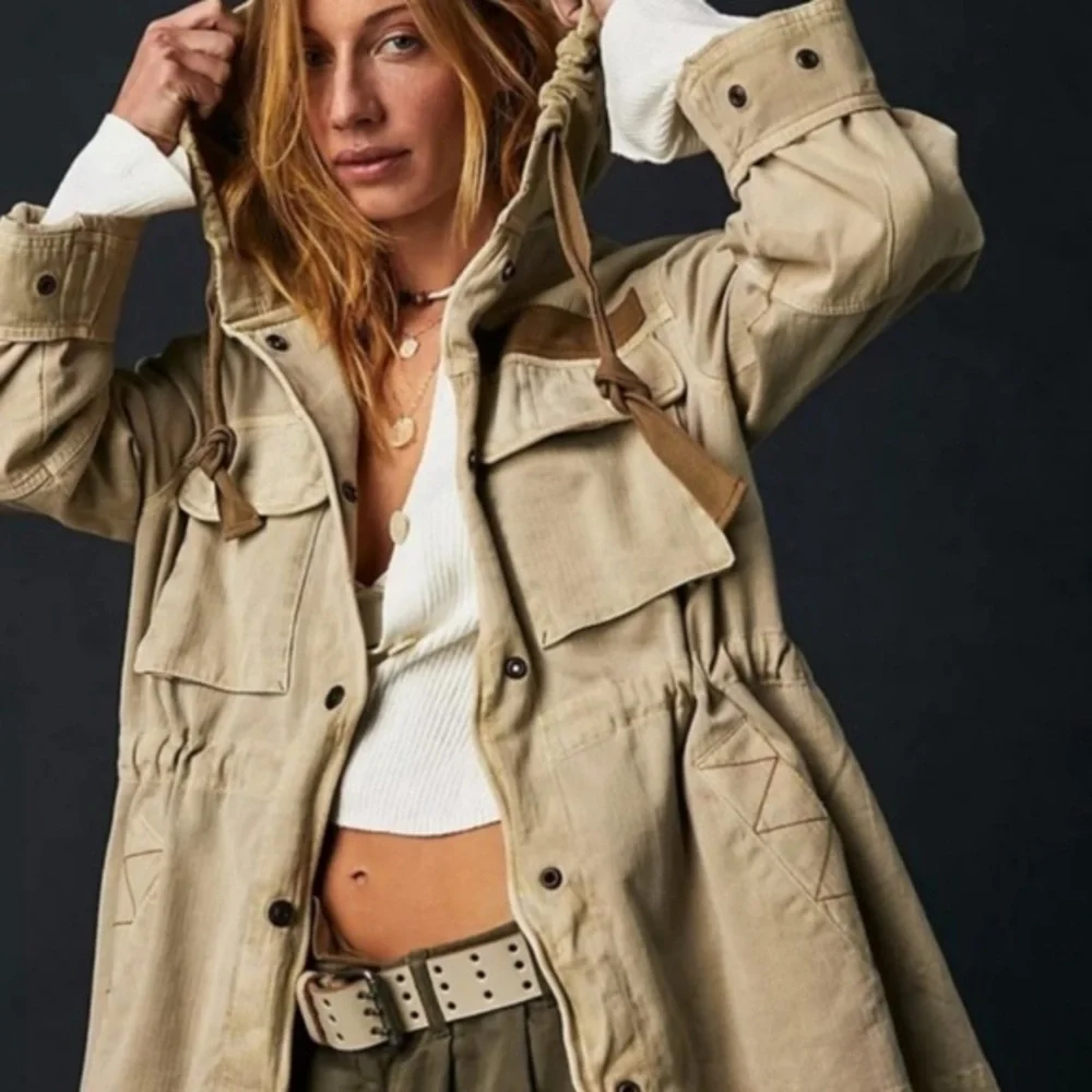 Free People We The Free Trapeze Military Jacket, in Nomadic Desert, size M NWOT - Picture 1 of 6
